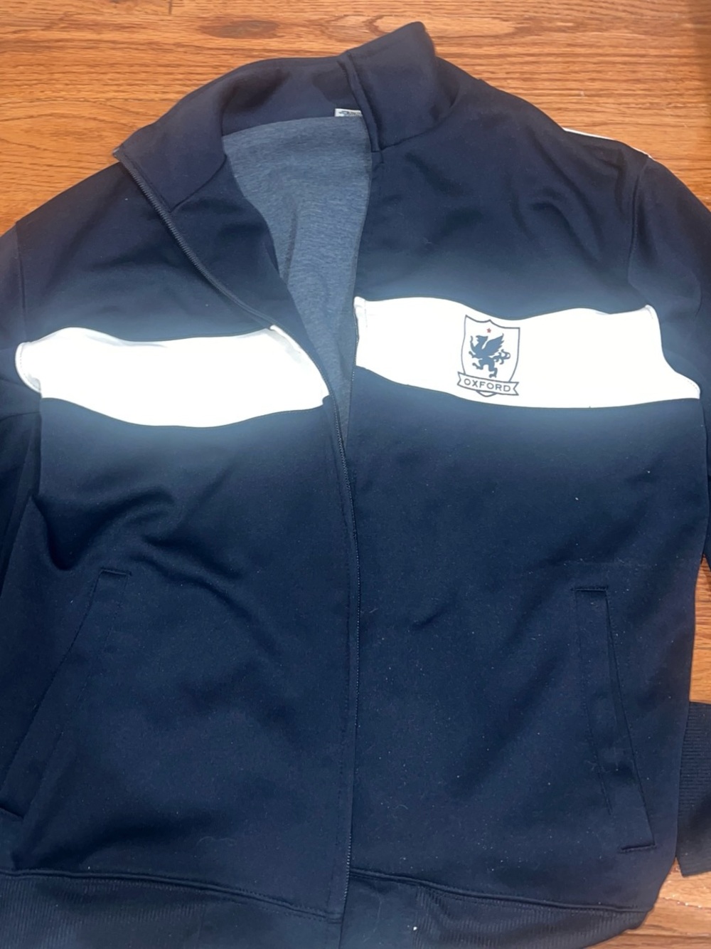 Oxford University Navy and White Zip-Front Jacket